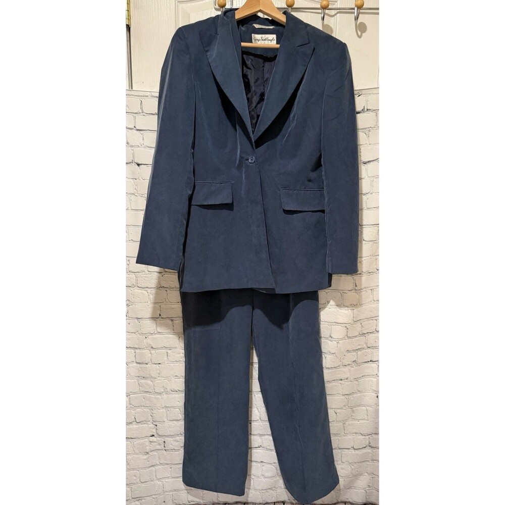 Giorgio Sant'Angelo Vintage 2 piece Blue Pant Suit Blazer And Dress Pants Size 8